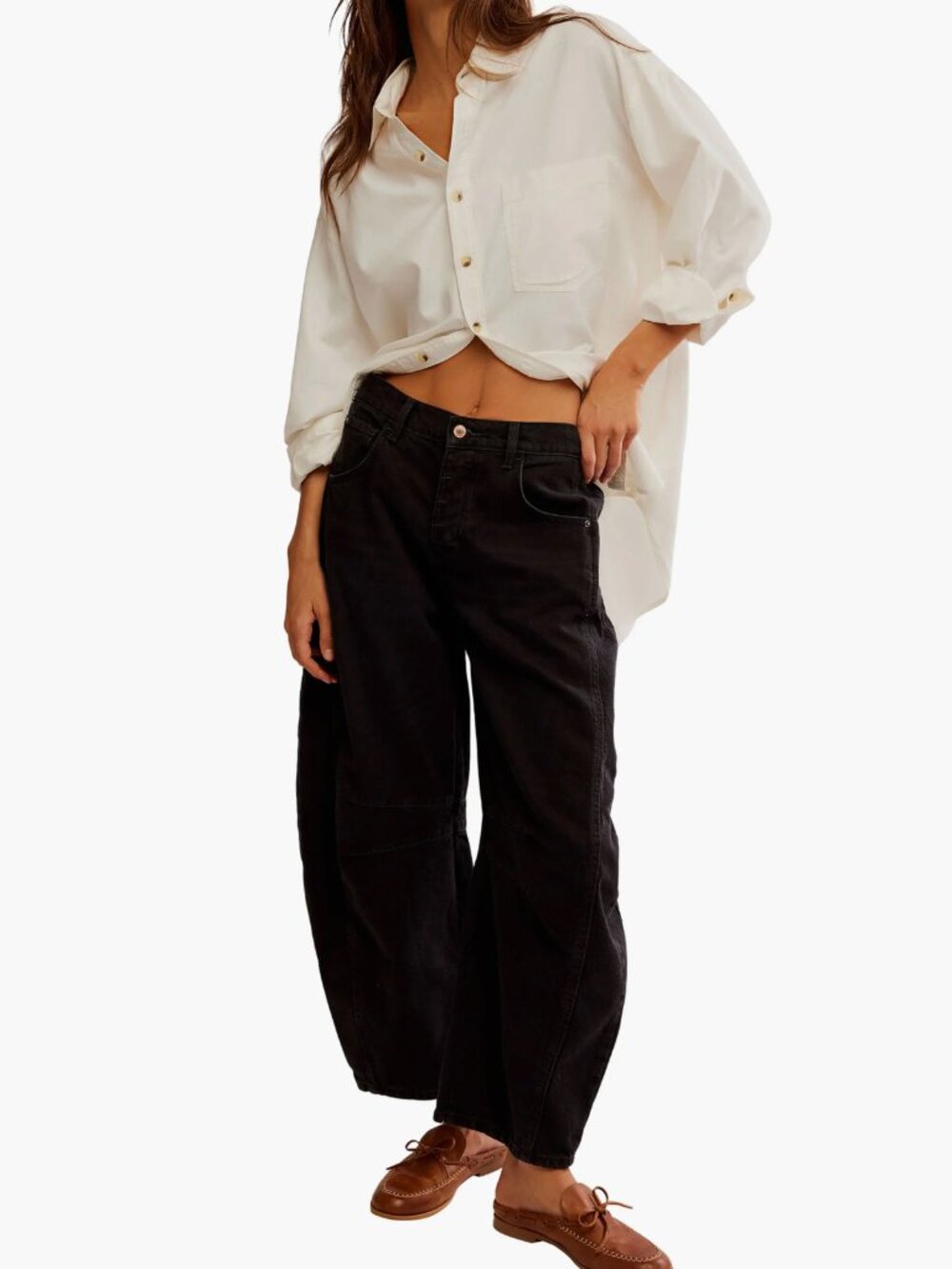 Free People Black Wide-Leg Jeans